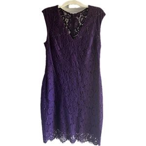 Lauren Ralph Lauren Sleeveless Purple Lace Mini Zipper Dress Women’s Size 12